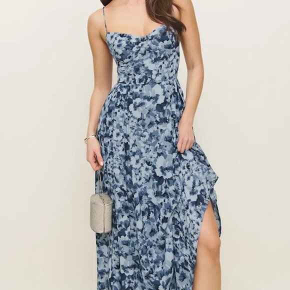 Reformation Jaelyn Dress in Bliss - Blue Floral Size 10 - Picture 2 of 6